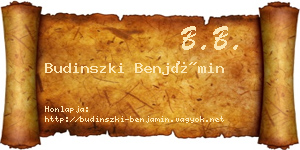 Budinszki Benjámin névjegykártya